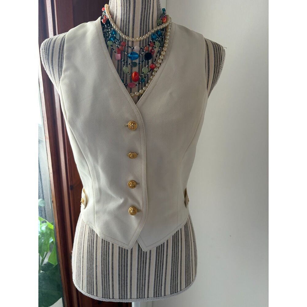 Vintage JH Cream / White Gold Button Y2K 90's Old Money Preppy Corporate Vest